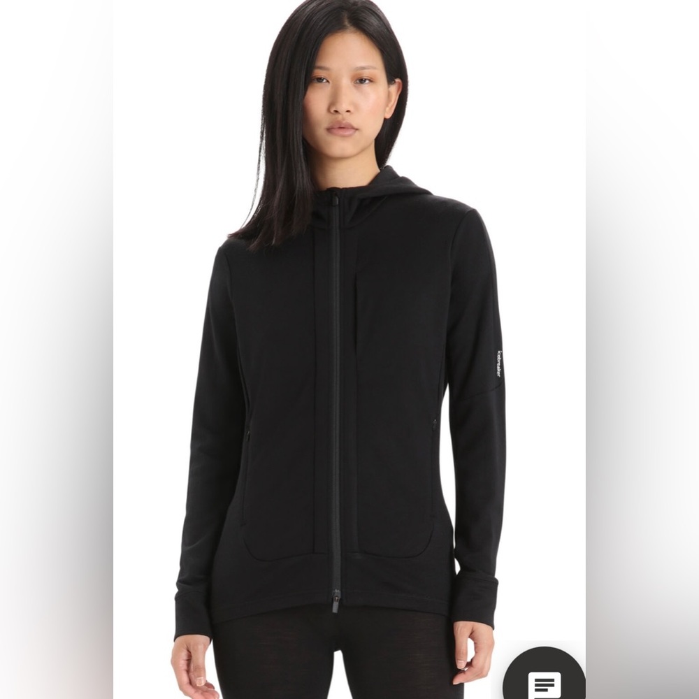 Icebreaker Quantum II 100% Merino Wool Hoodie Black Womens Extra Small